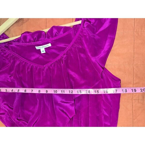 Amanda Uprichard Pink Flutter Sleeve 100% Silk Ruffle Mini Dress Women's Size M - Picture 5 of 8